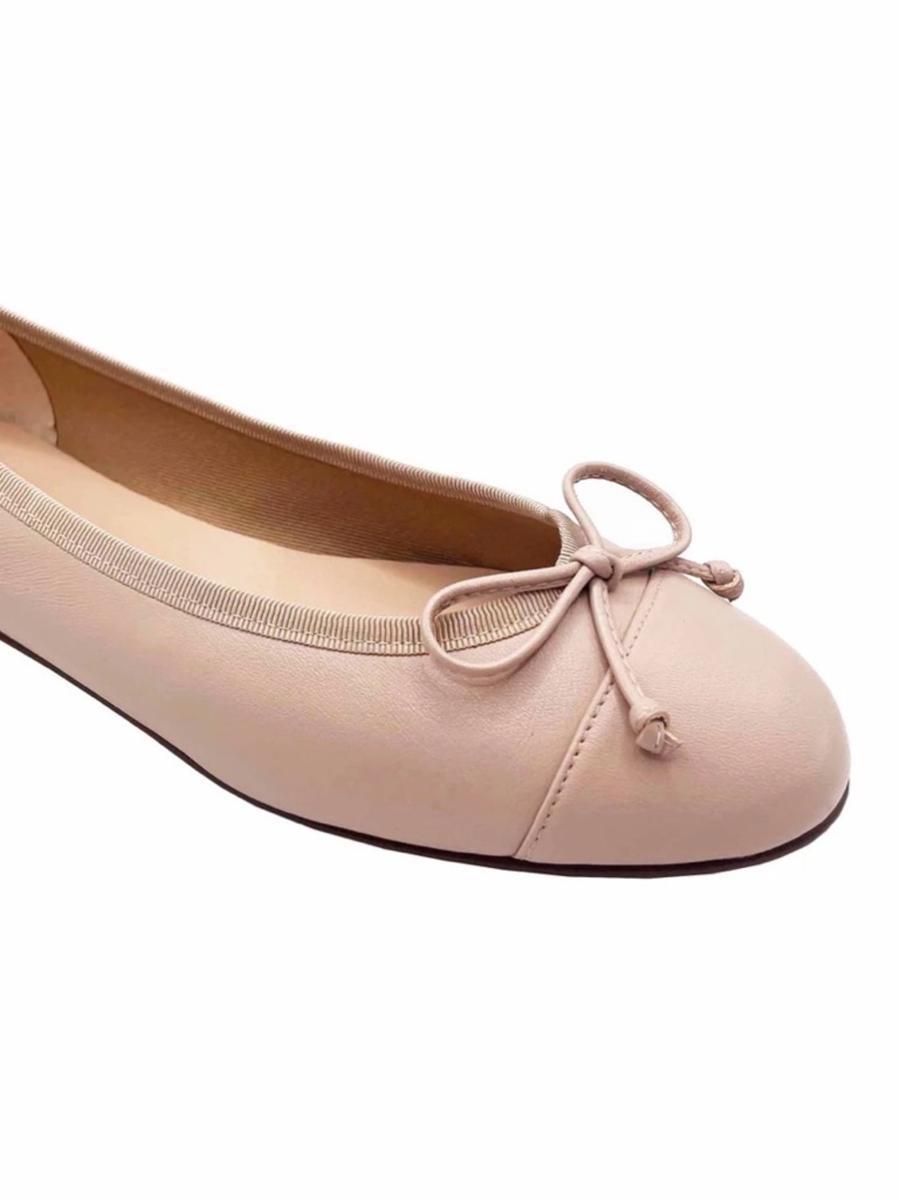 French Sole Index Ballet Flat with Bow - Nude Size 8.5